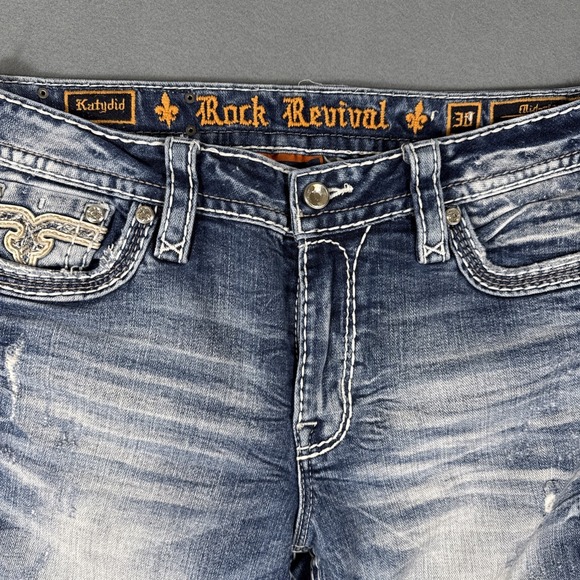 ROCK REVIVAL Katydid WOMENS 30 Mid-Rise Skinny FACTORY Distressed Jeans - Picture 5 of 10